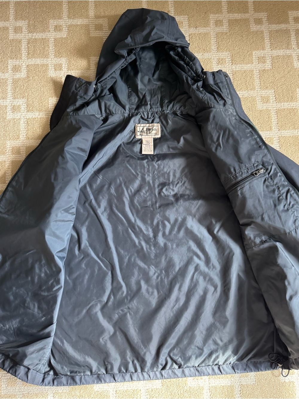 L.L. Bean Hooded Rain Jacket Gray Waterproof Windbreaker Men’s Large - Picture 6 of 14